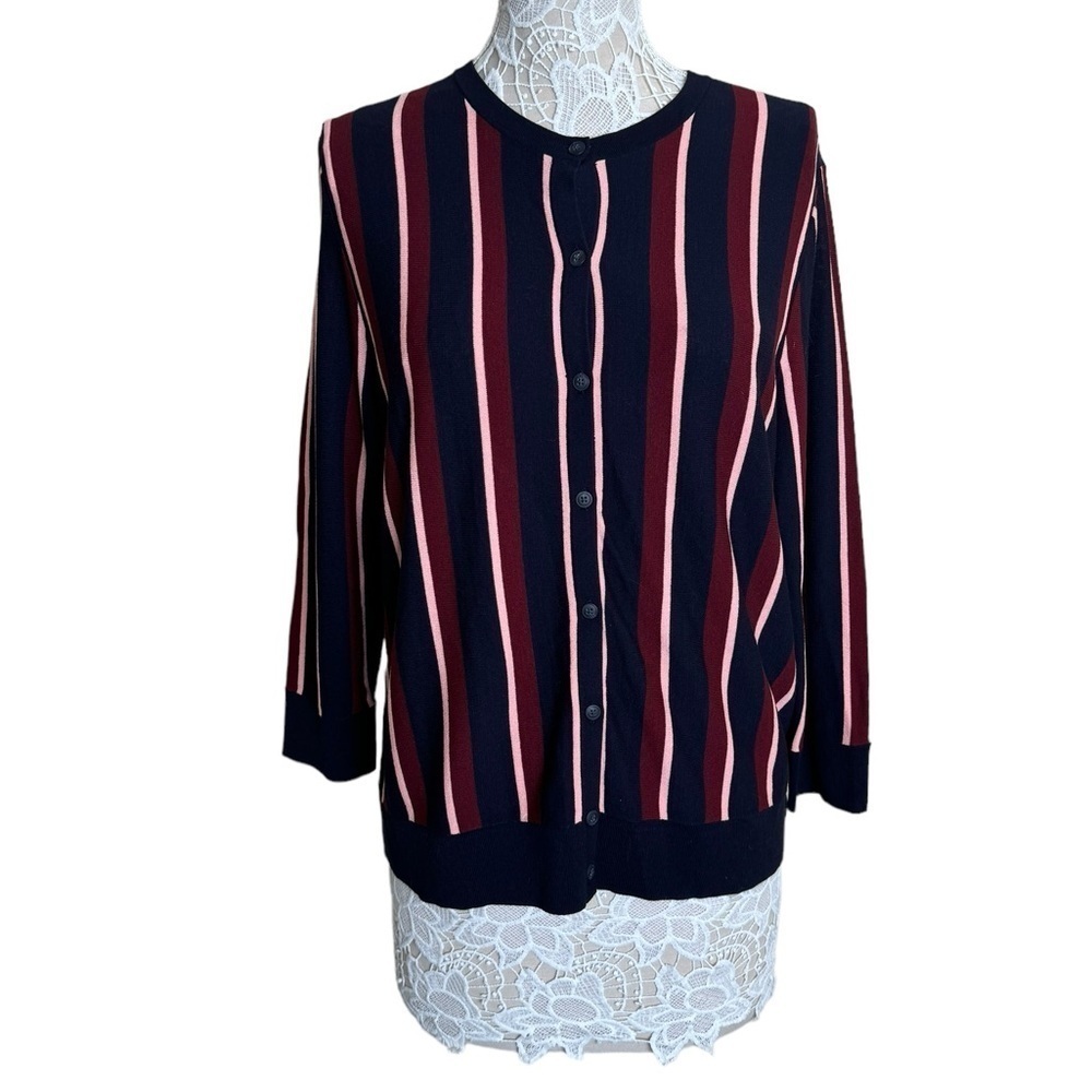 NWT Ann Taylor Button Front Striped Cardigan Mult… - image 1
